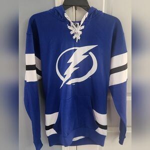 NHL Tampa Bay Lightning Mens Pullover Blue and White Hoodie Size Small